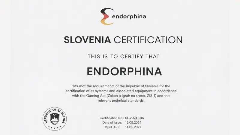 Endorphina Terima Sertifikasi untuk Memasuki Pasar Terregulasi Slovenia